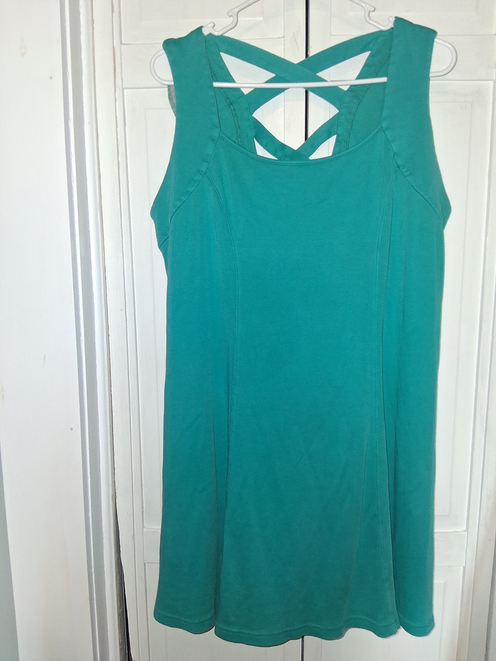 Basic Editions Teal Sleeveless Cross-Back Mini Dress
